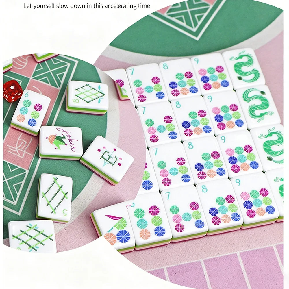 4-Tier Acrylic American Mahjong Set | 160 Tiles with Pink Travel Case