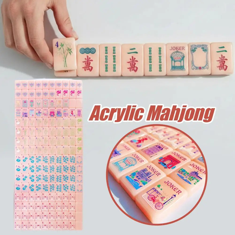 Pink Mini American Mahjong Set | 160 Portable Acrylic Tiles