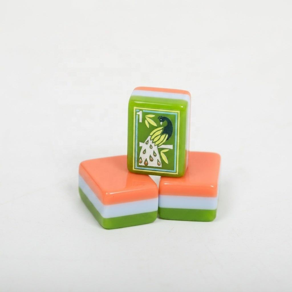 Artisan Grove artistic green and coral acrylic American mahjong tile set additional product view