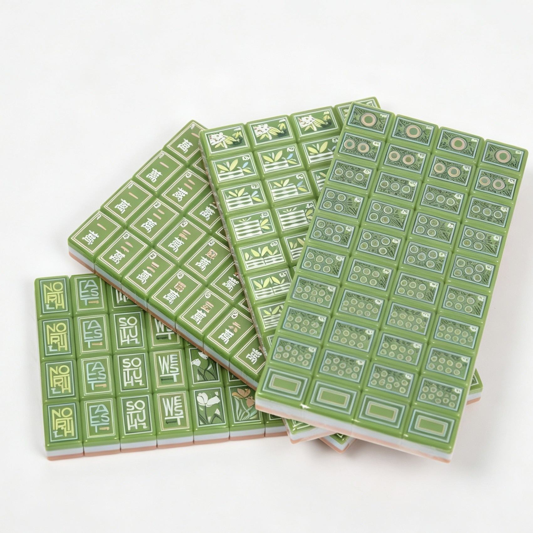 Artisan Grove artistic green and coral acrylic American mahjong tile set additional product view