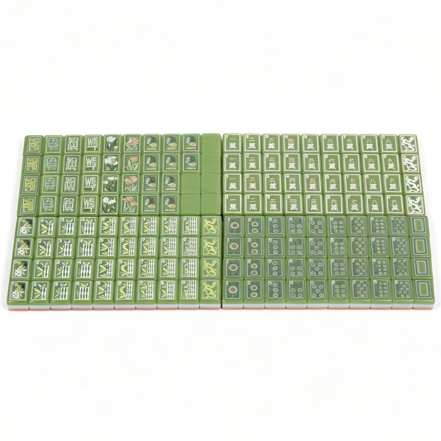 Artisan Grove artistic green and coral acrylic American mahjong tile set additional product view