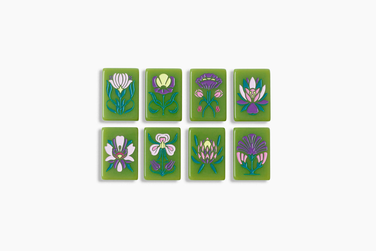 Avocado Botanical avocado green botanical acrylic American mahjong tile set tile size and layered acrylic details