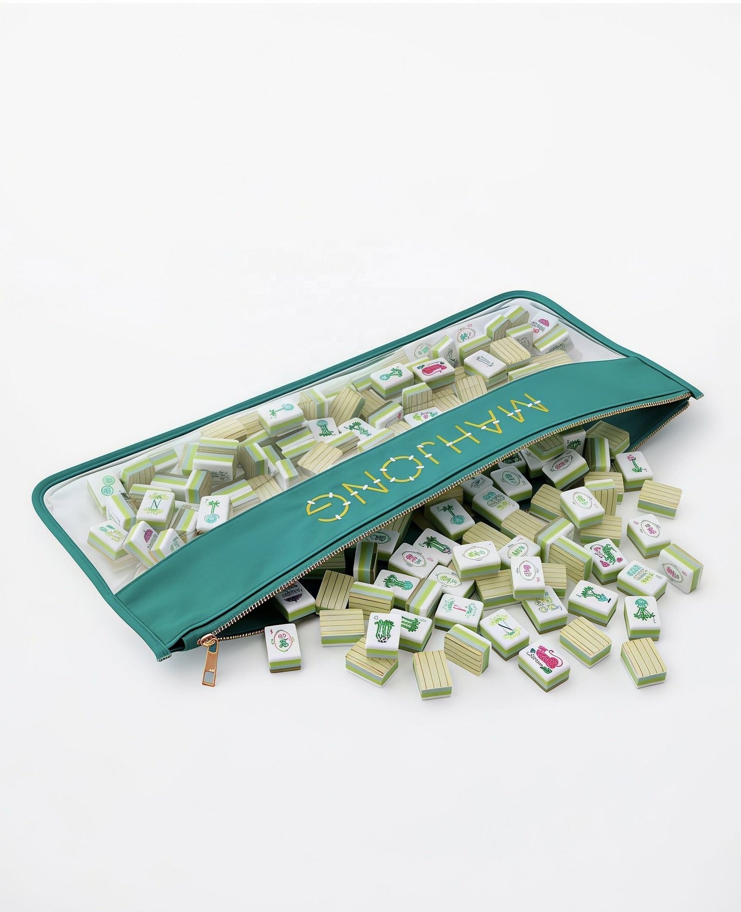 Bamboo Grove bamboo and olive acrylic American mahjong tile set full set arrangement