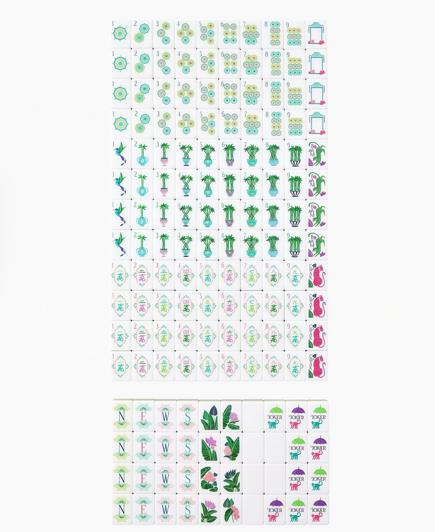 Bamboo Grove bamboo and olive acrylic American mahjong tile set storage and product overview