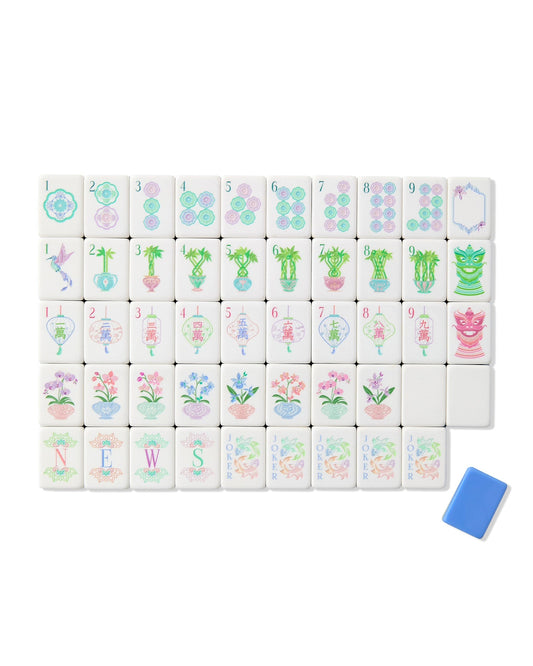 Blue Lotus sky blue acrylic American mahjong tile set complete tile layout