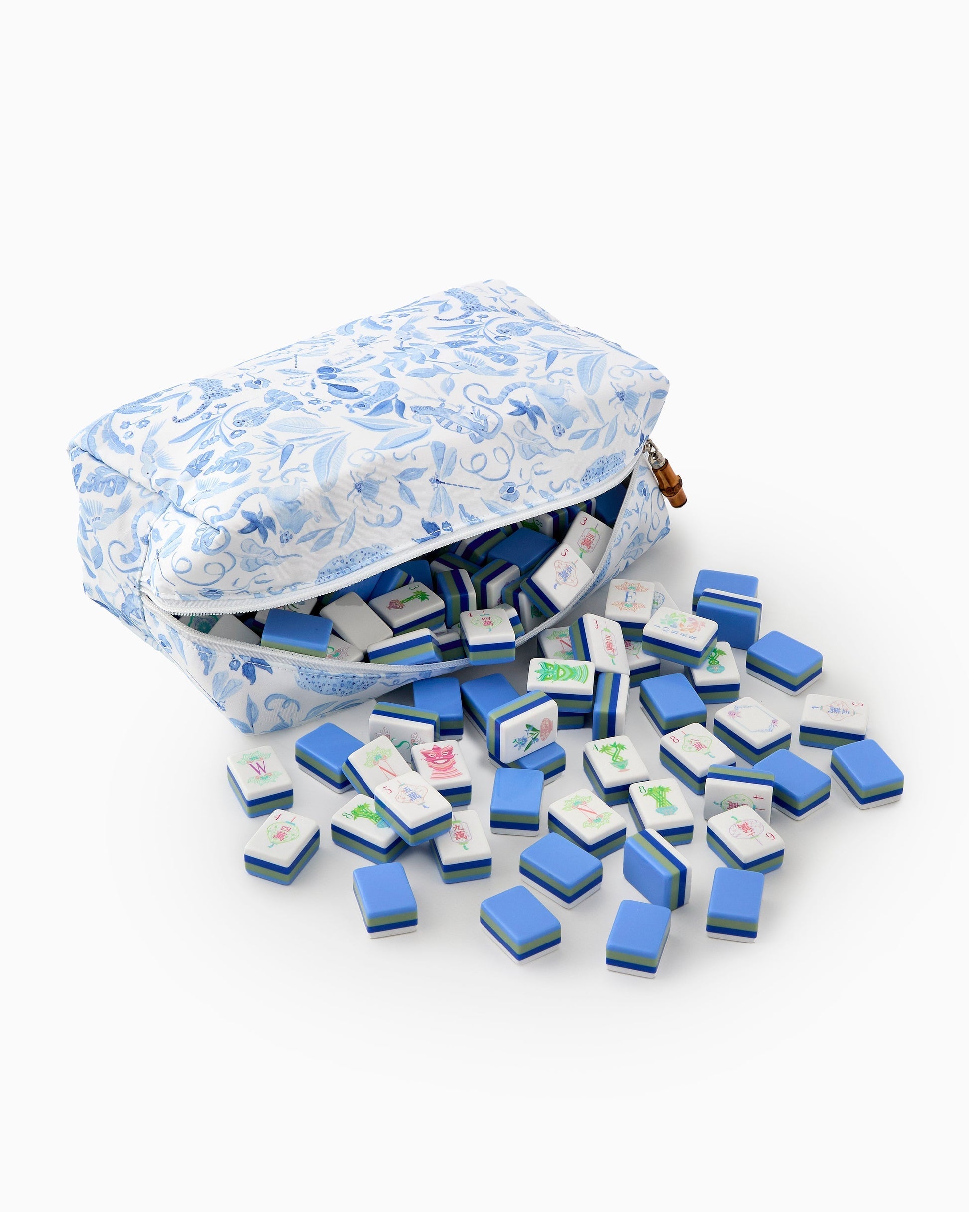 Blue Lotus sky blue acrylic American mahjong tile set tiles and coordinated colors