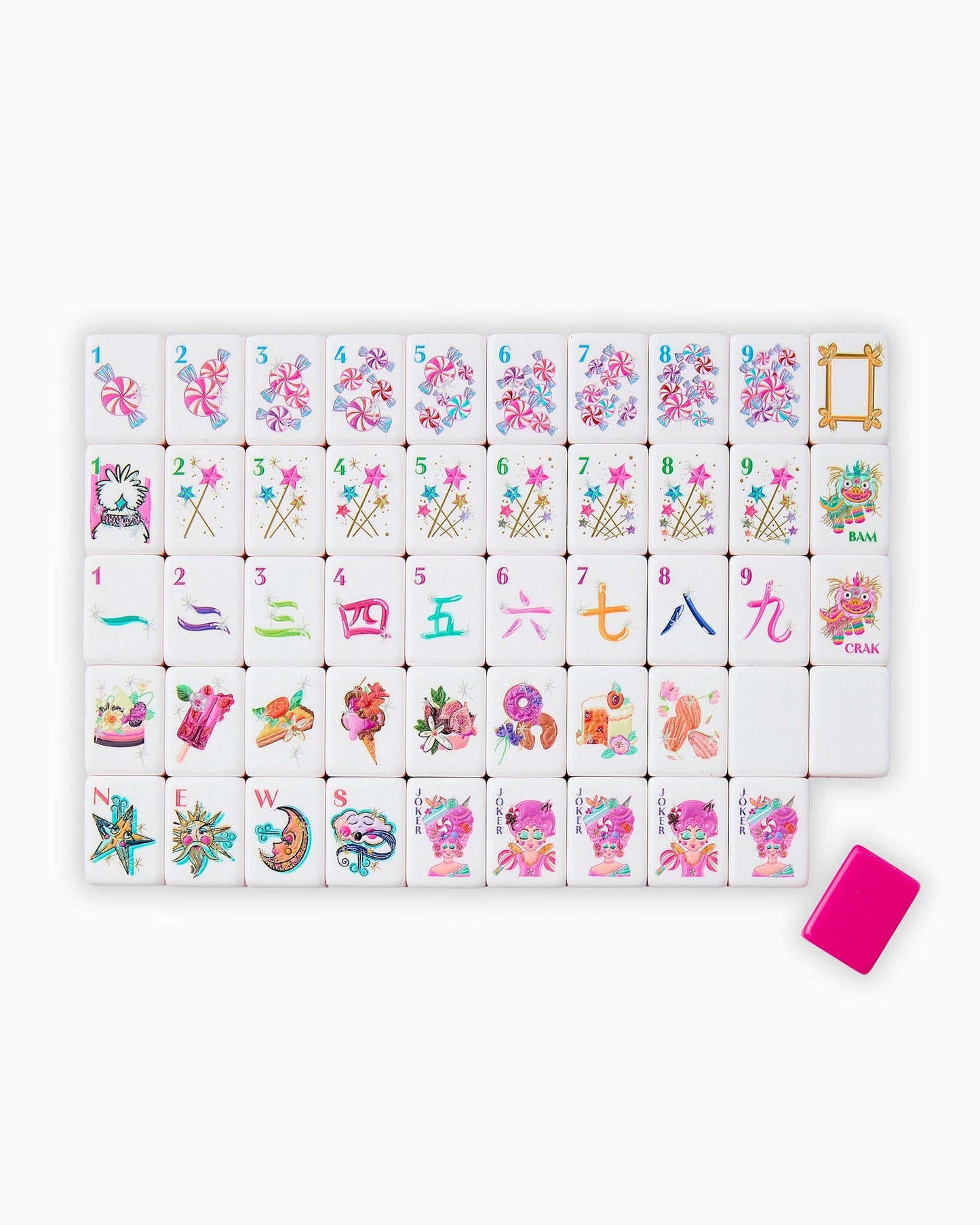 Candy Constellation candy pink acrylic American mahjong tile set complete tile layout