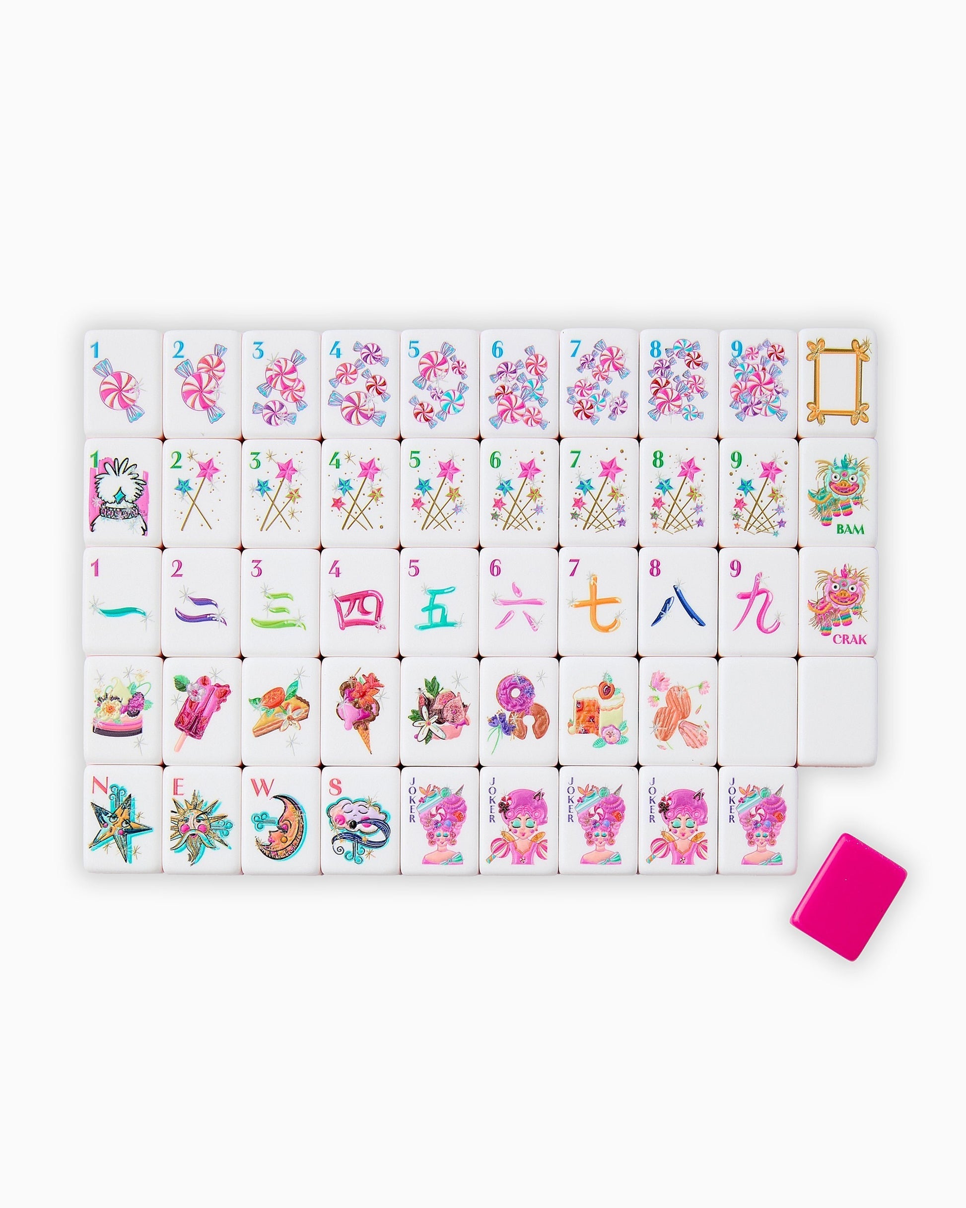 Candy Constellation candy pink acrylic American mahjong tile set complete tile layout