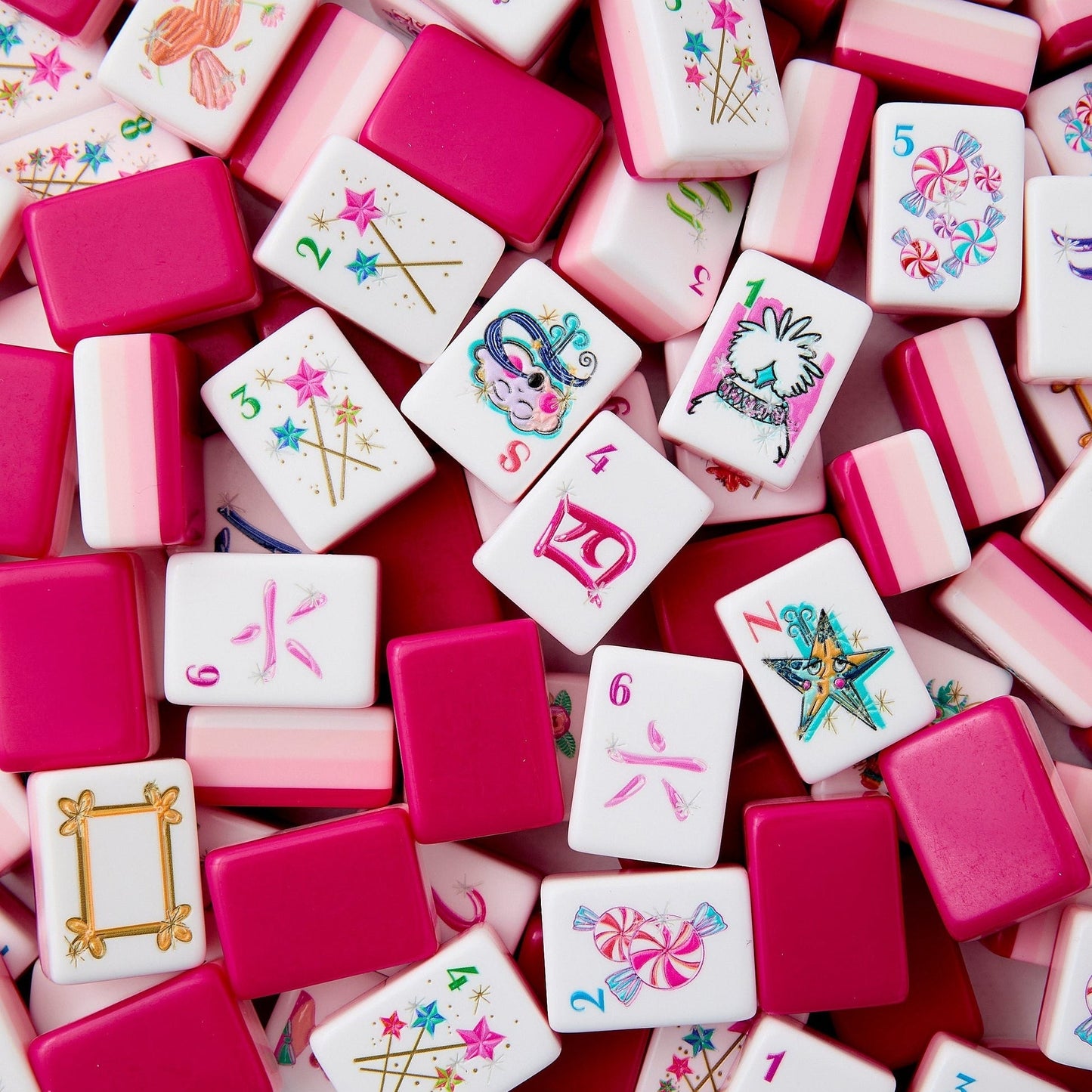 Candy Constellation candy pink acrylic American mahjong tile set tiles and coordinated colors