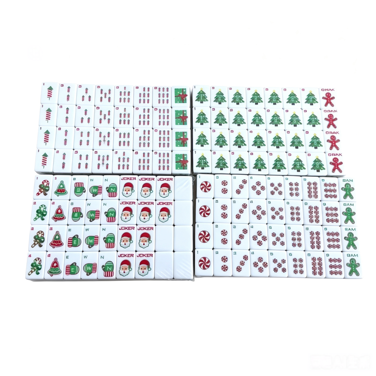 Christmas Cheer Christmas red and green acrylic American mahjong tile set additional product view
