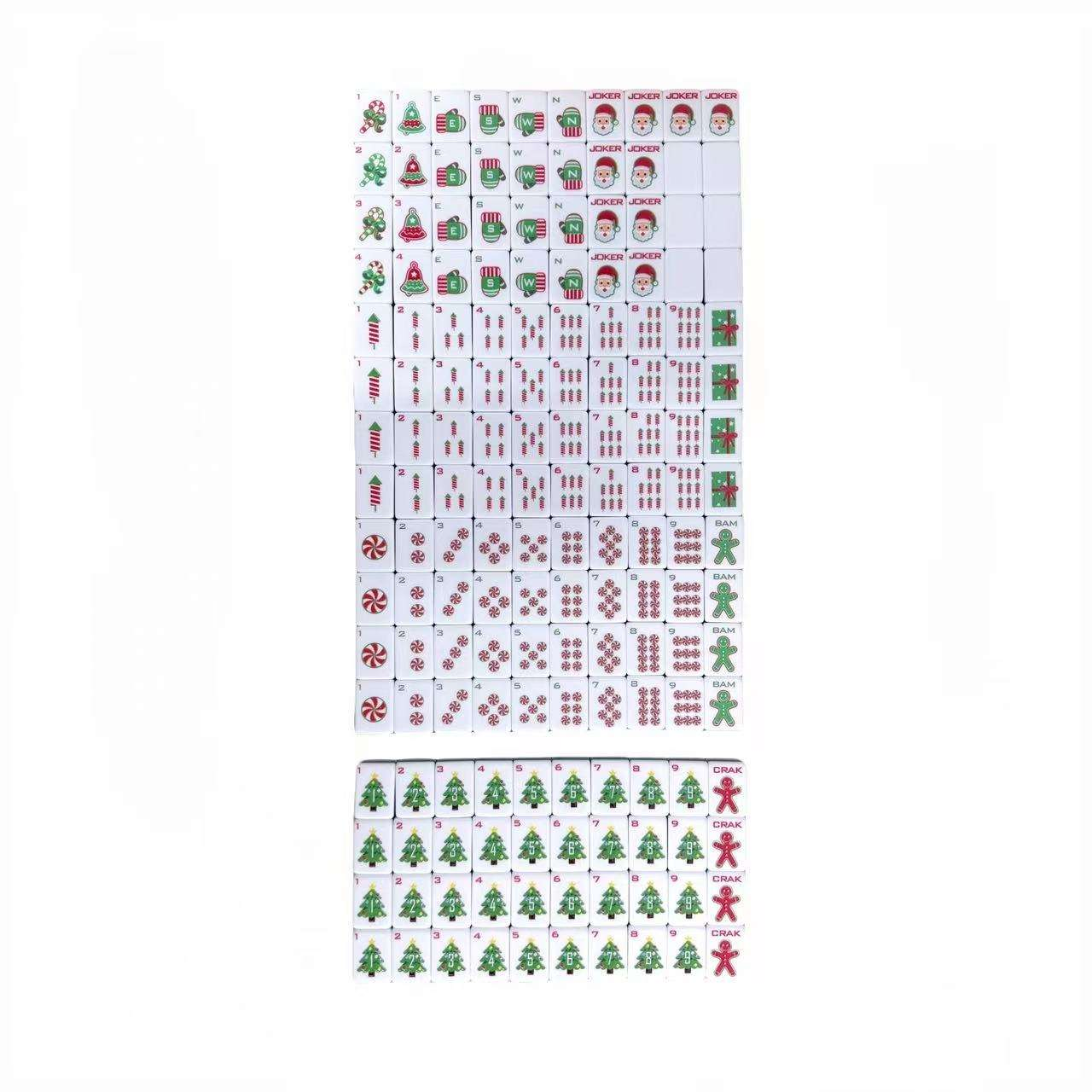 Christmas Cheer Christmas red and green acrylic American mahjong tile set additional product view