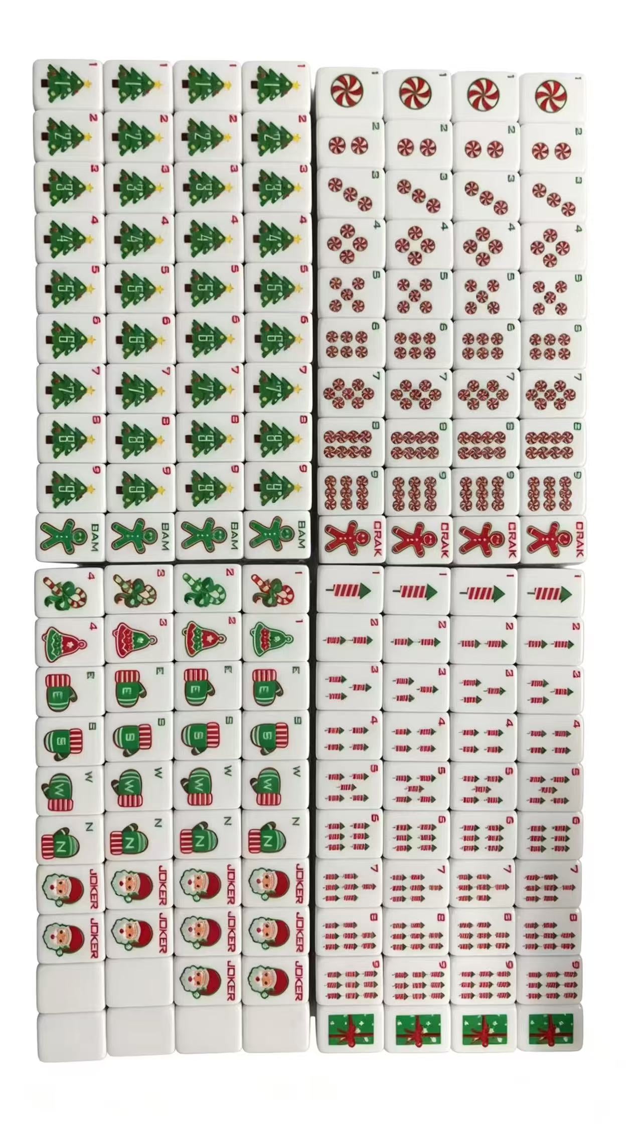 Christmas Cheer Christmas red and green acrylic American mahjong tile set additional product view