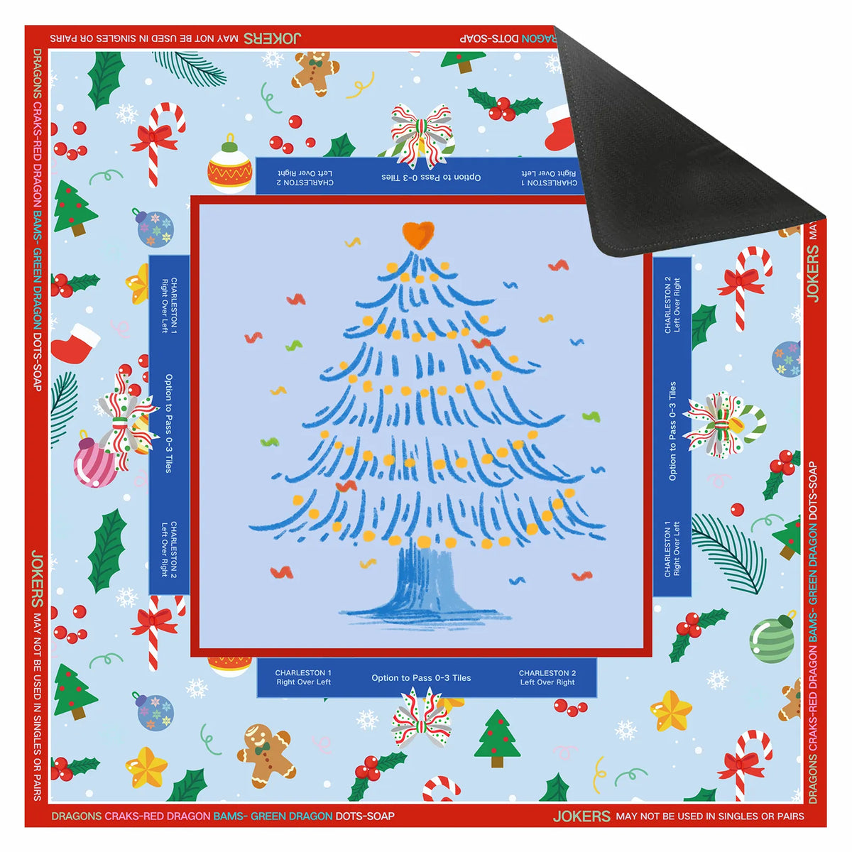 Christmas Tree Charleston Mahjong Mat mahjong mat — detail view 1, Mahjong Loft