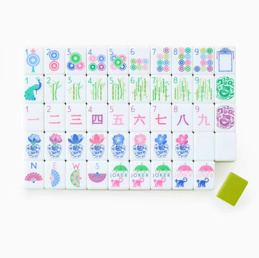 Citrus Garden apple green acrylic American mahjong tile set complete tile layout