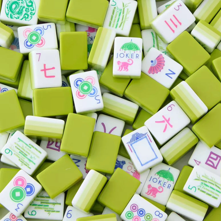 Citrus Garden apple green acrylic American mahjong tile set tiles and coordinated colors