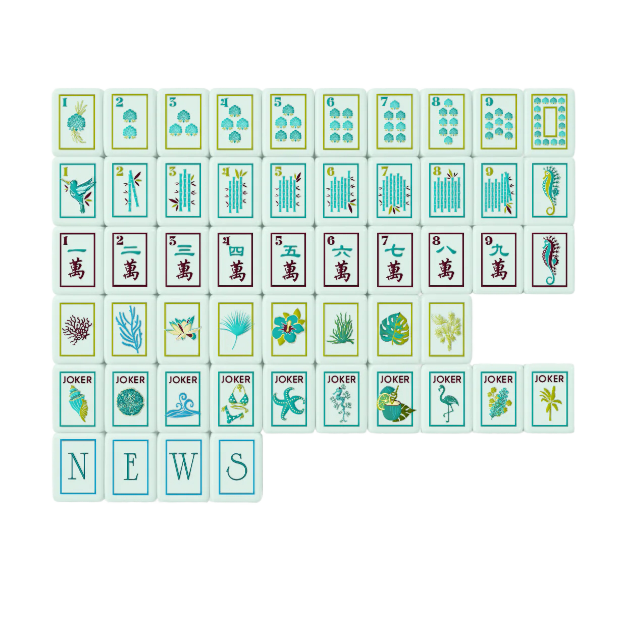 Coral Sea Acrylic American Mahjong Tile Set
