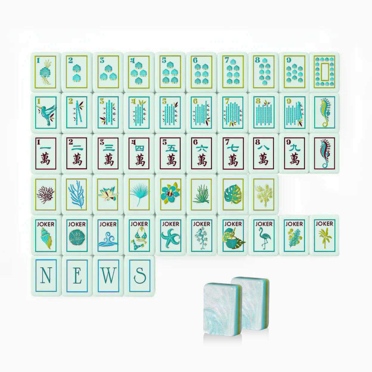 Coral Sea Acrylic American Mahjong Tile Set