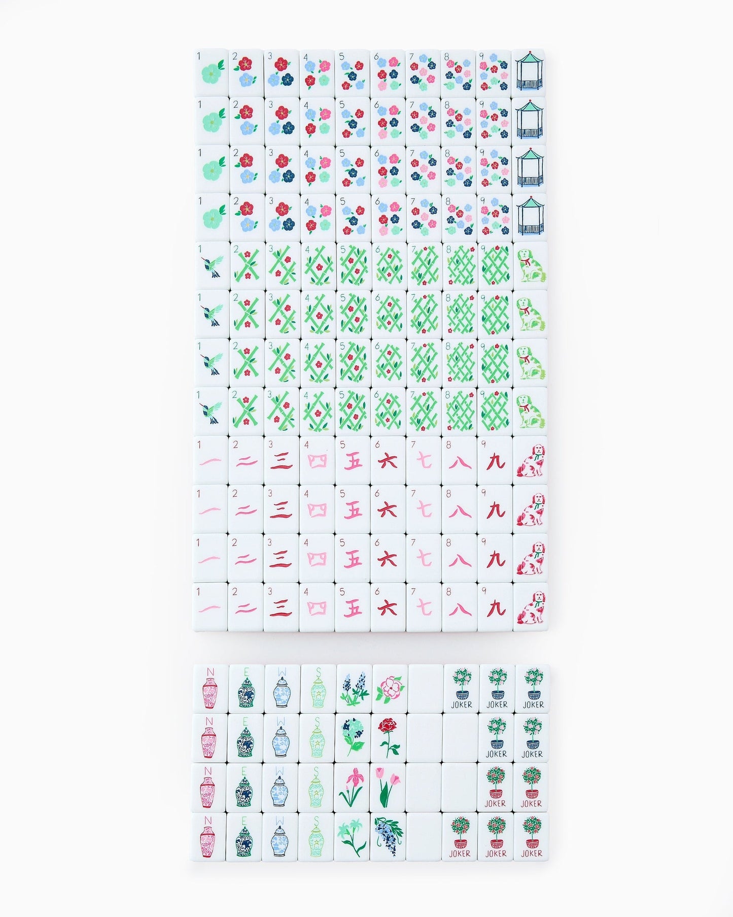 Crimson Garden crimson red acrylic American mahjong tile set full set arrangement