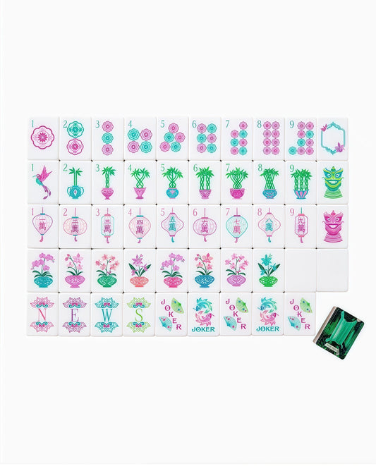 Emerald Jewel emerald green acrylic American mahjong tile set complete tile layout