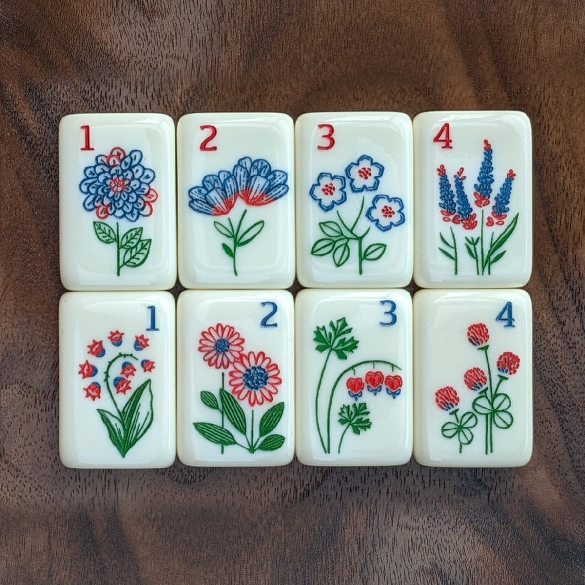 Florence Cream flower tiles, two sets of four