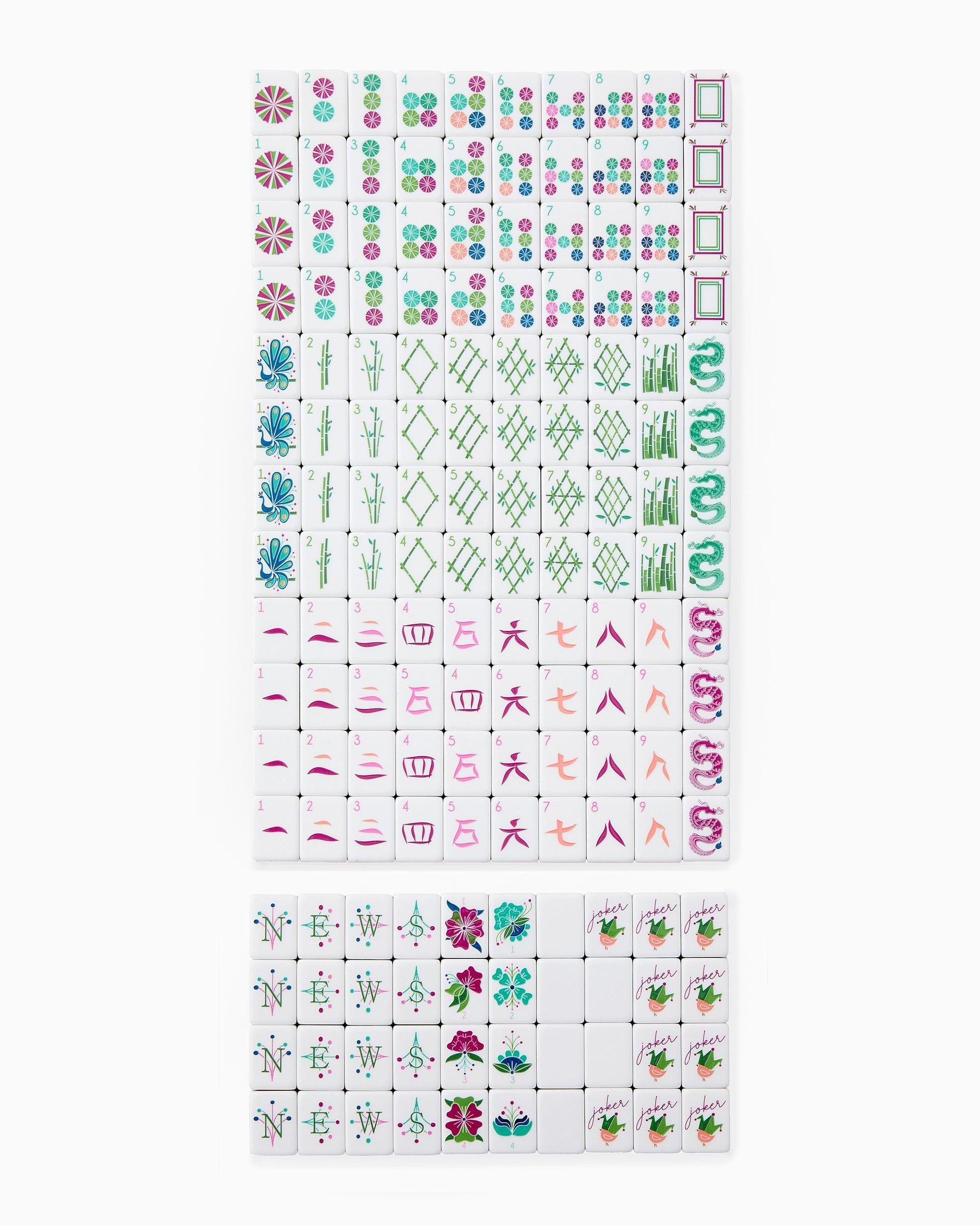Fuchsia Bloom rose red acrylic American mahjong tile set full set arrangement