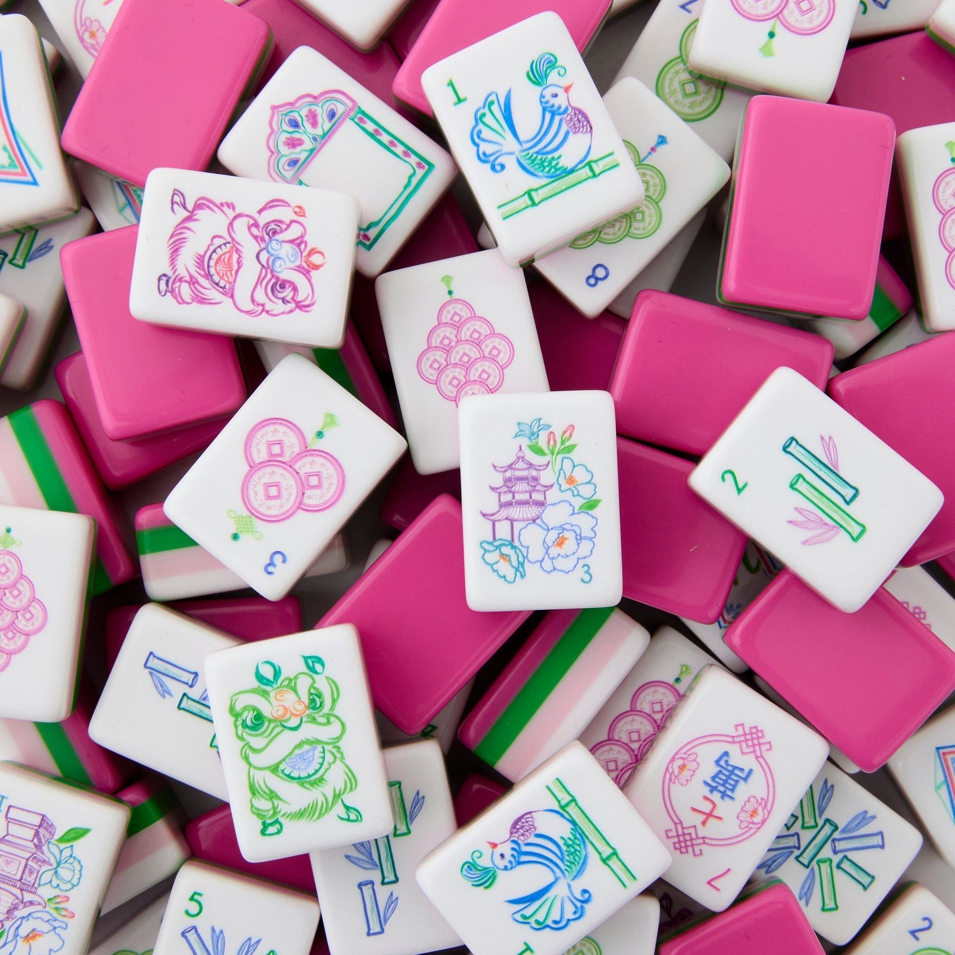 Fuchsia Elephant fuchsia pink acrylic American mahjong tile set tiles and coordinated colors