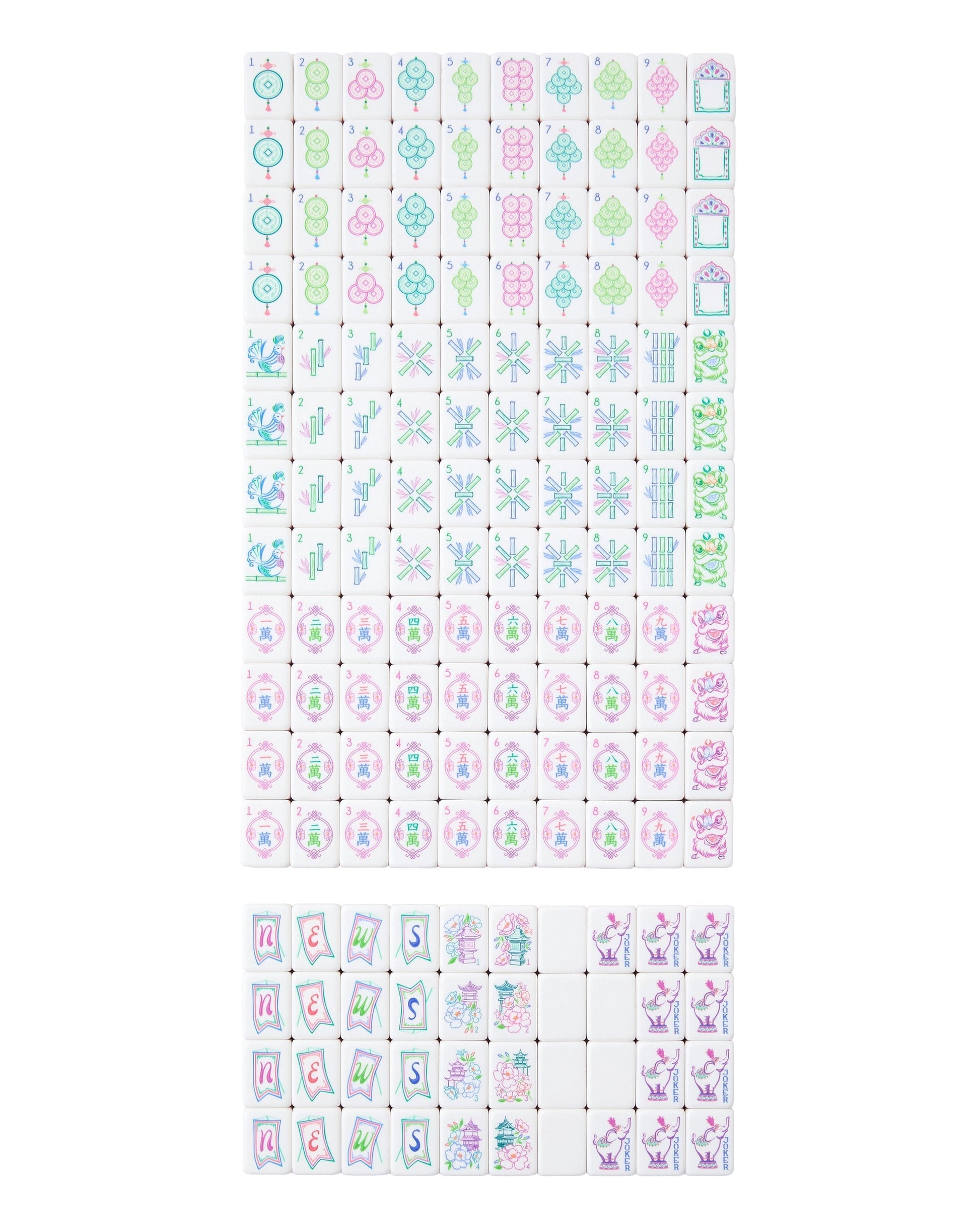 Fuchsia Elephant fuchsia pink acrylic American mahjong tile set full set arrangement
