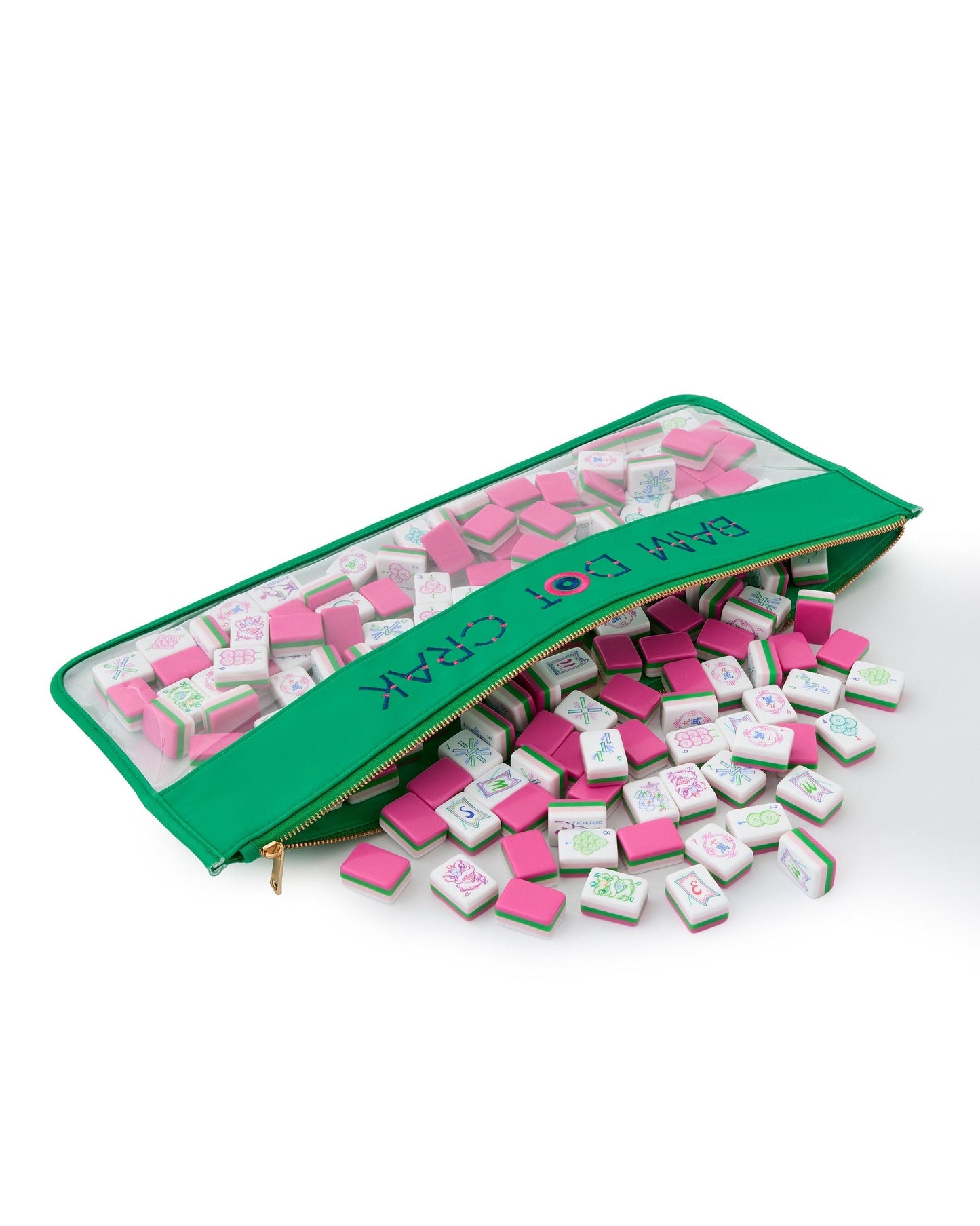 Fuchsia Elephant fuchsia pink acrylic American mahjong tile set storage and product overview