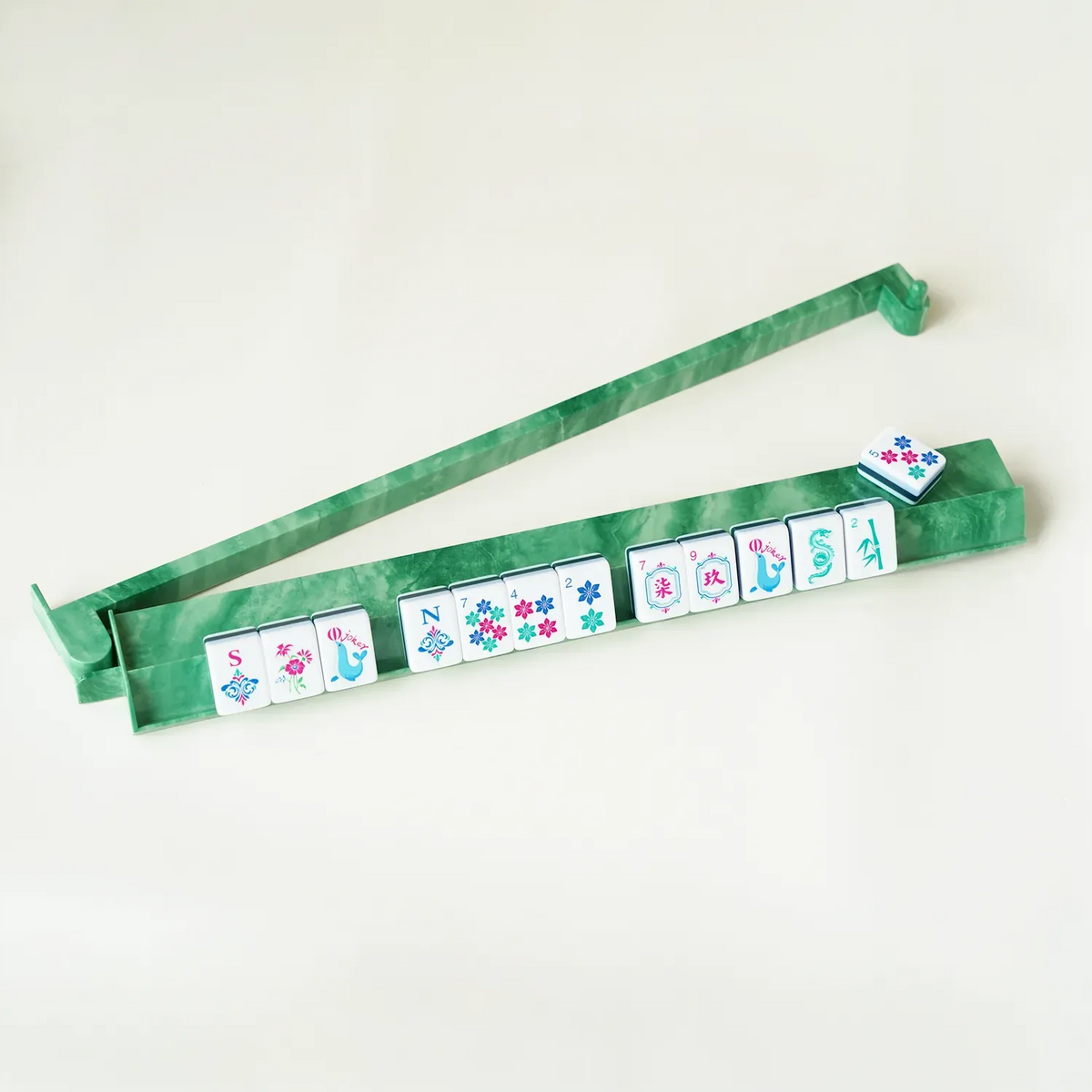 Jade Green Mahjong Racks & Pushers (Set of 4) — detail view 3, Mahjong Loft