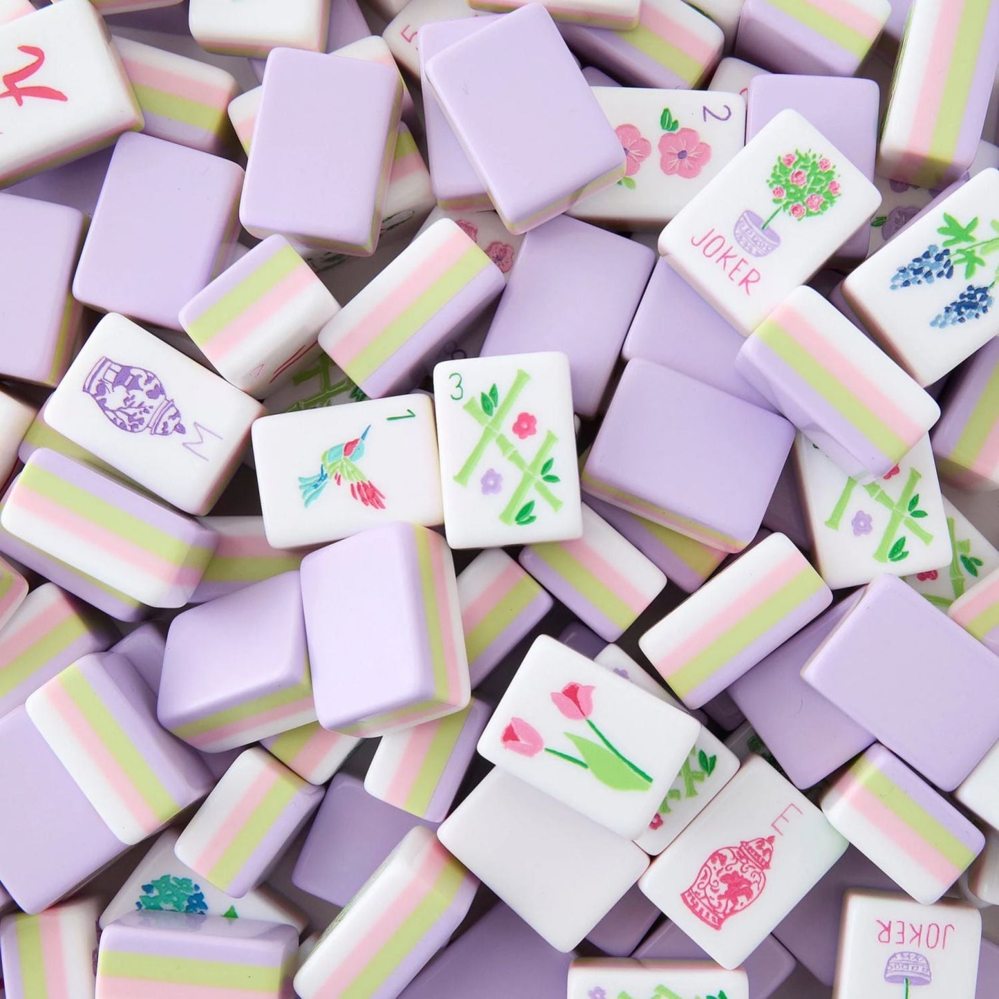 Lavender Vase light purple acrylic American mahjong tile set tiles and coordinated colors