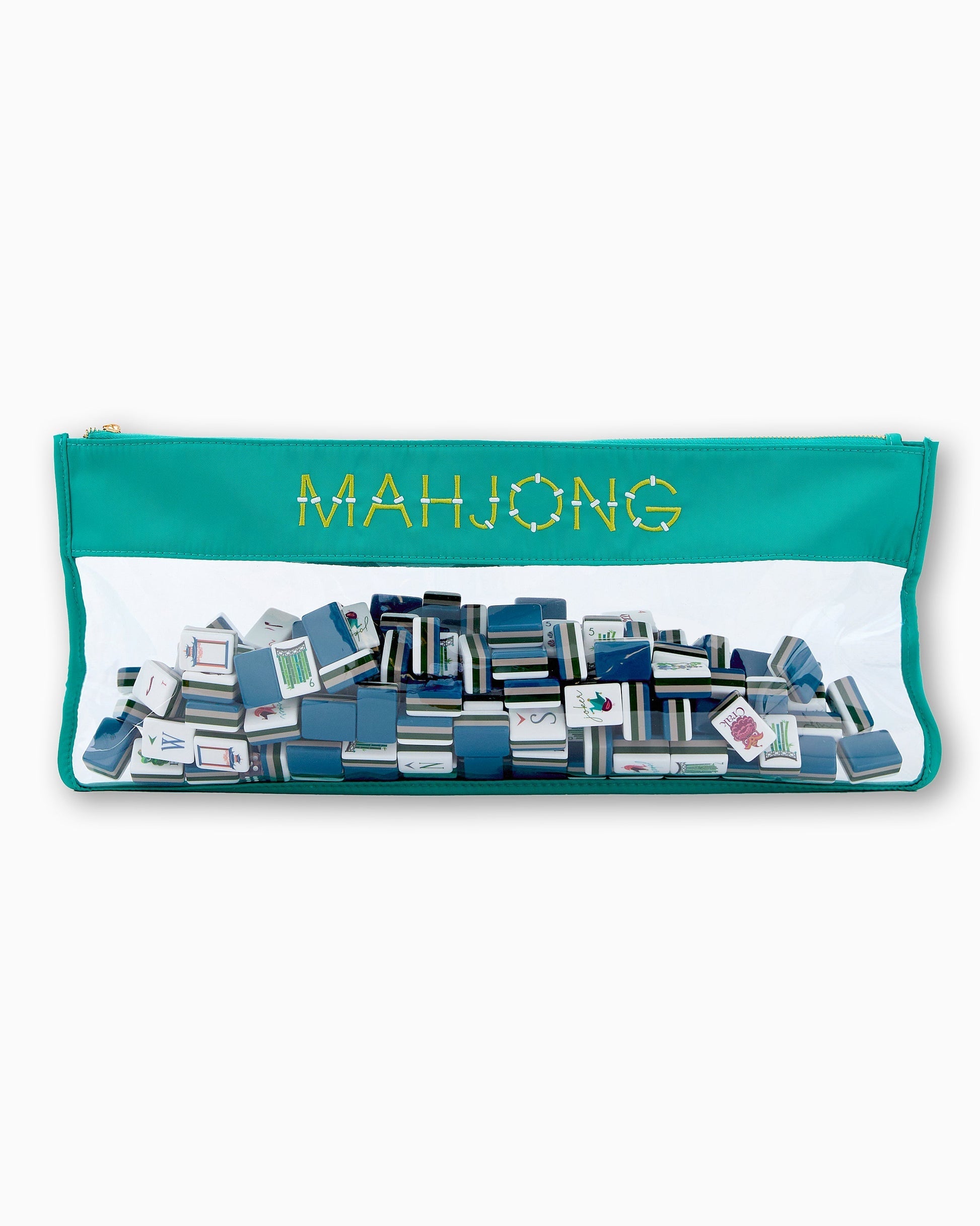 Midnight Garden navy blue acrylic American mahjong tile set storage and product overview