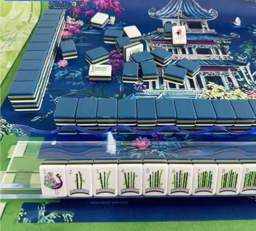 Midnight Garden navy blue acrylic American mahjong tile set additional product view
