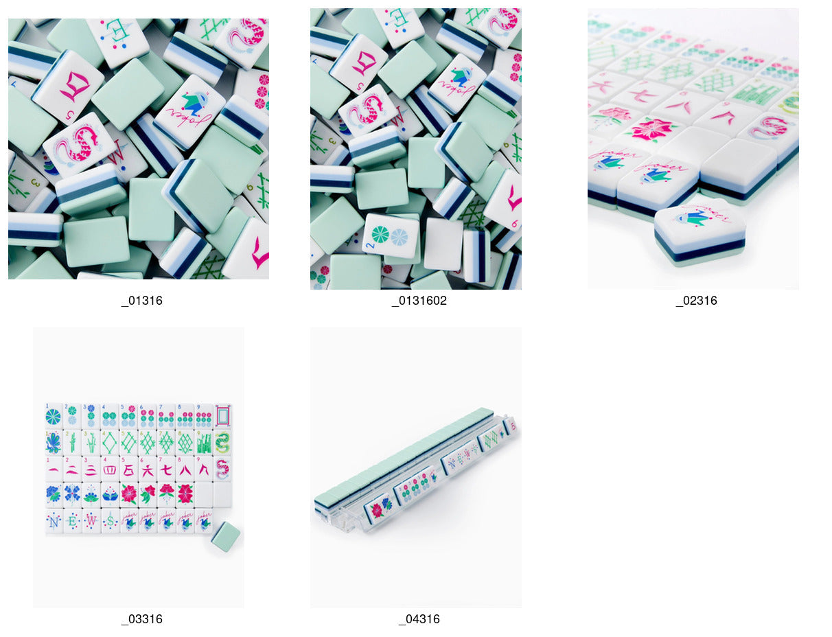 Mint Blossom light green acrylic American mahjong tile set complete product overview