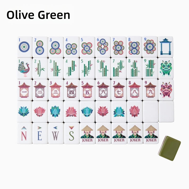 Olive Pagoda olive green acrylic American mahjong tile set complete product overview