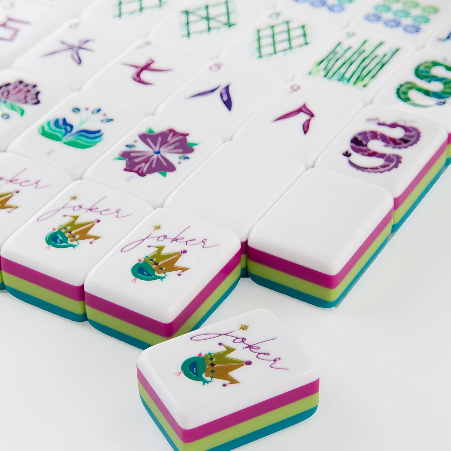 Peacock Lagoon peacock blue acrylic American mahjong tile set tiles and coordinated colors