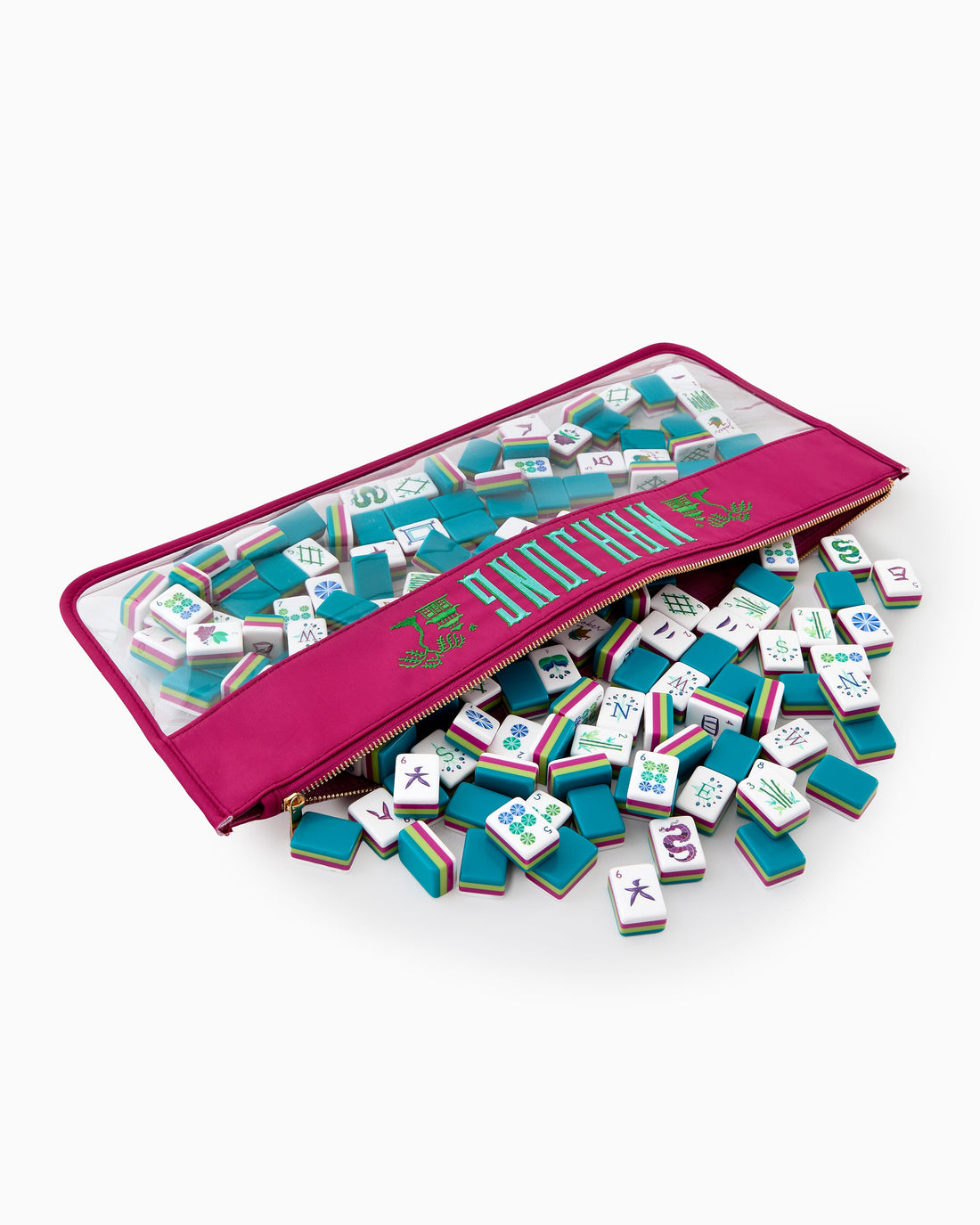 Peacock Lagoon peacock blue acrylic American mahjong tile set full set arrangement