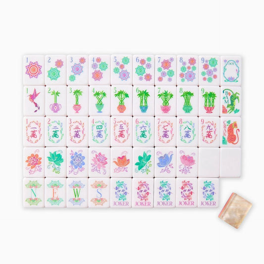 Pearl Petal pearl and blush acrylic American mahjong tile set complete tile layout