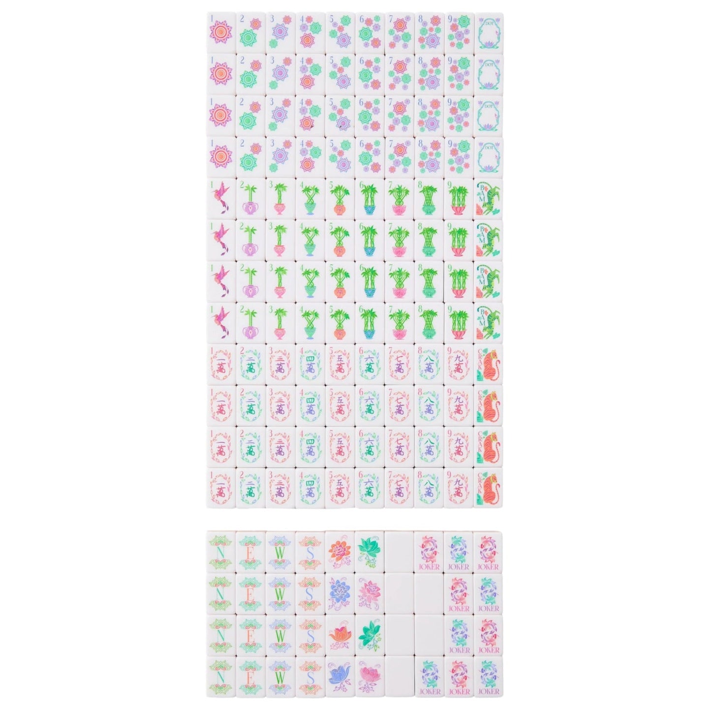 Pearl Petal pearl and blush acrylic American mahjong tile set close-up tile artwork and layered acrylic backs