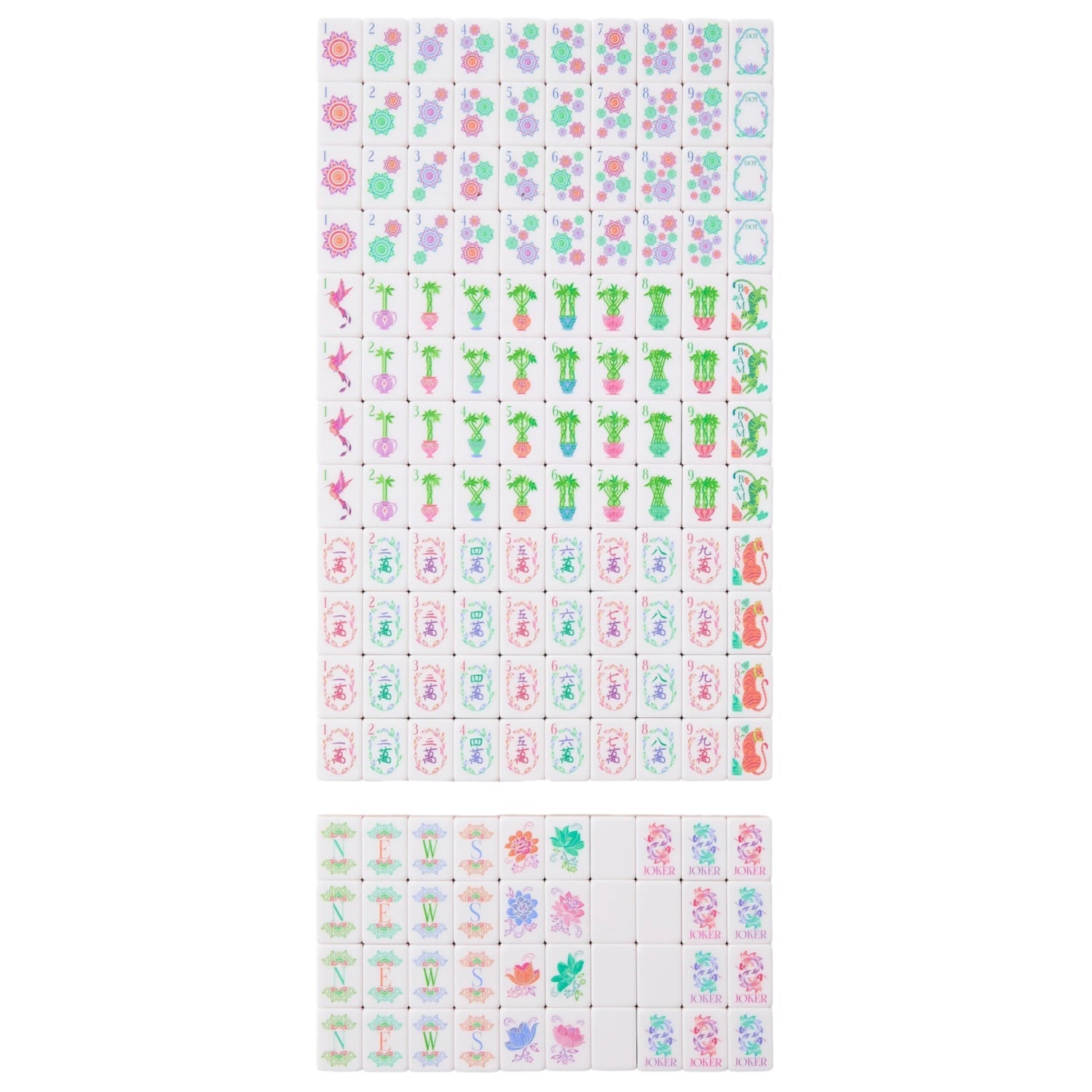 Pearl Petal pearl and blush acrylic American mahjong tile set close-up tile artwork and layered acrylic backs
