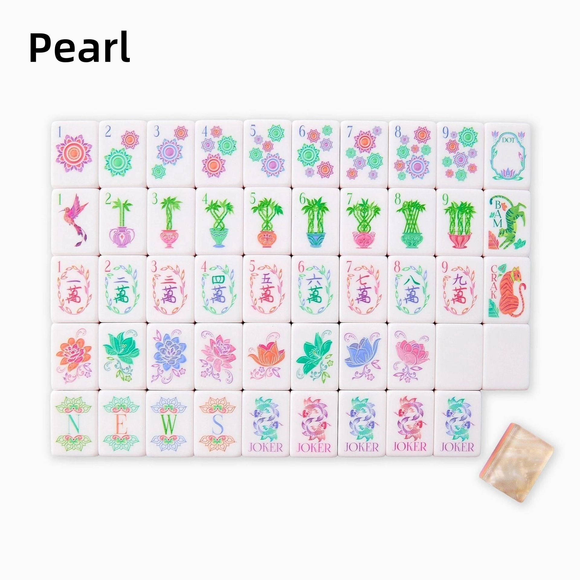 Pearl Petal pearl and blush acrylic American mahjong tile set full set arrangement