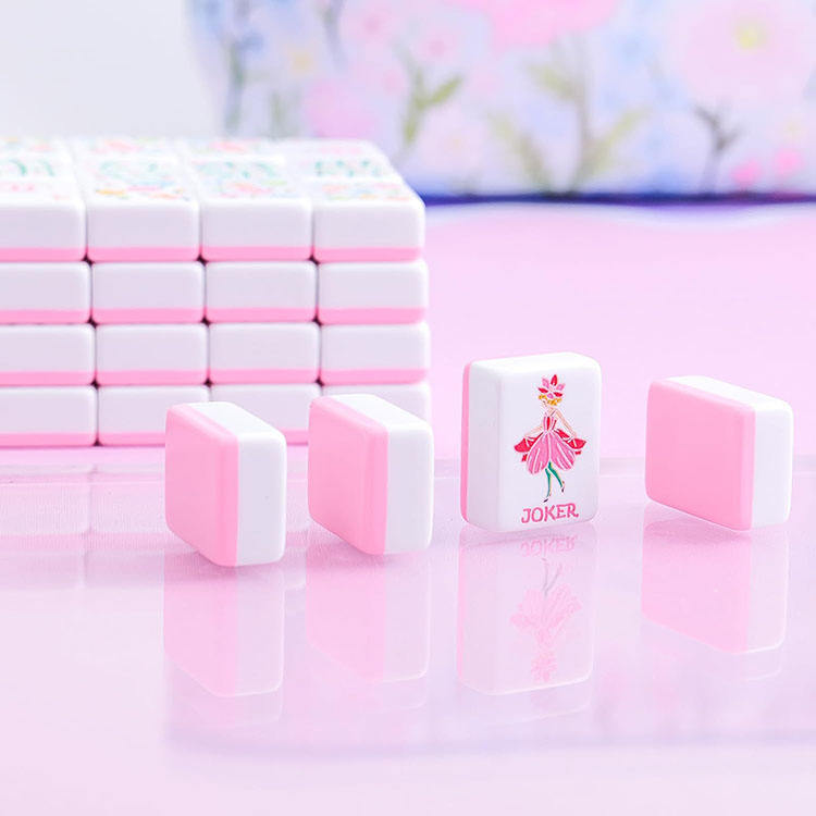 Pink Garden soft pink botanical acrylic American mahjong tile set additional product view