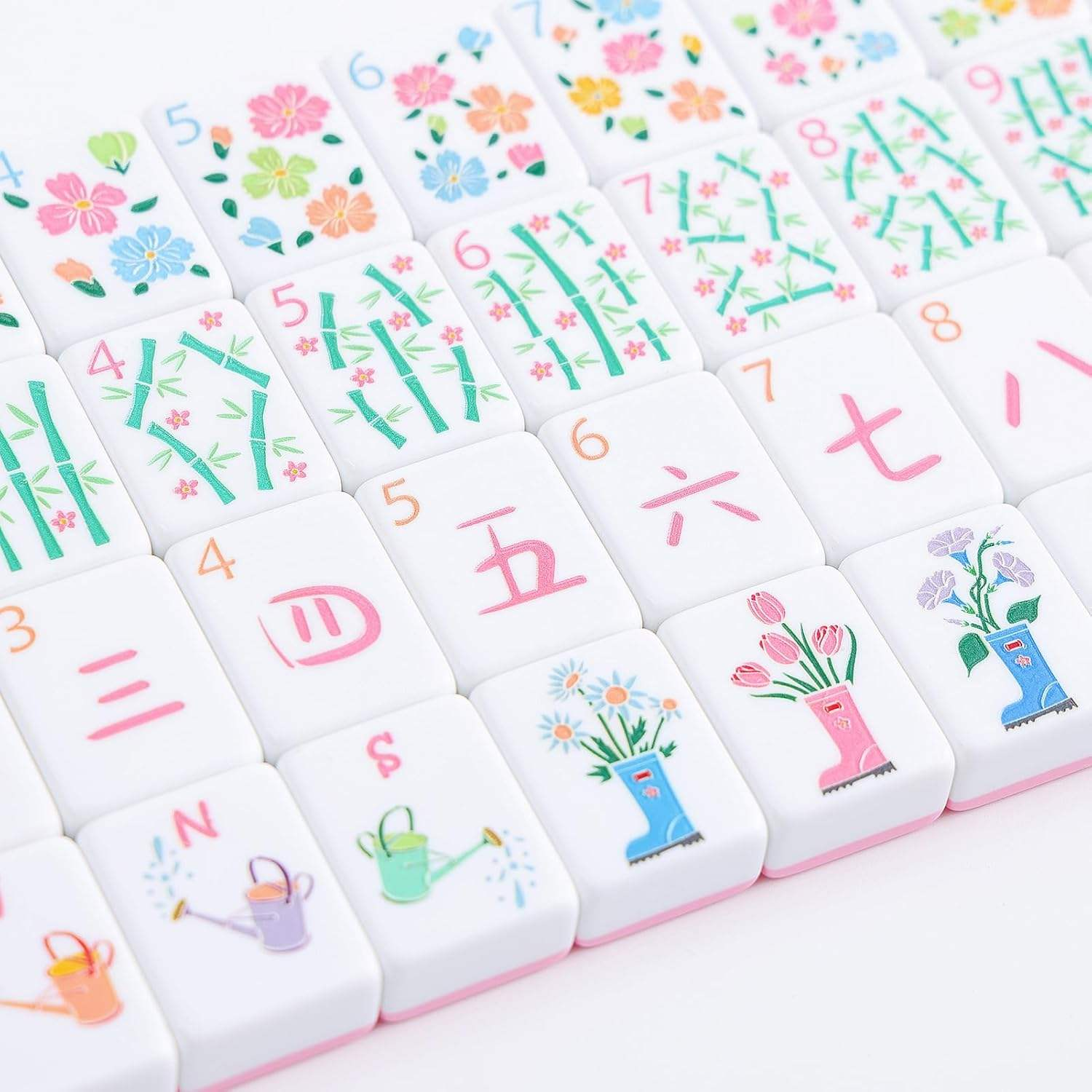 Pink Garden soft pink botanical acrylic American mahjong tile set additional product view
