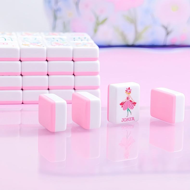 Pink Garden soft pink botanical acrylic American mahjong tile set additional product view