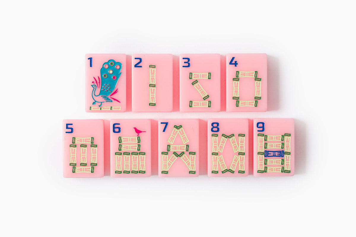 Pink Riviera pink resort-inspired acrylic American mahjong tile set additional product view