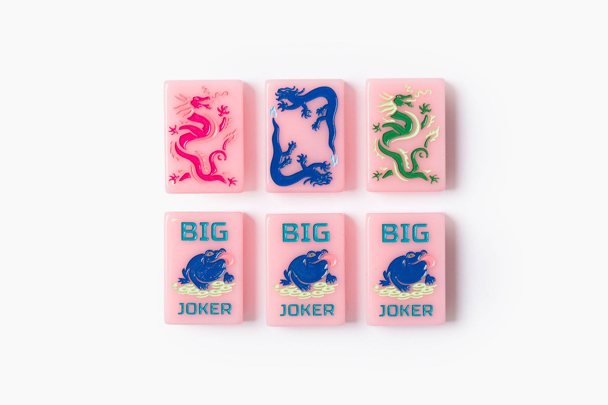 Pink Riviera pink resort-inspired acrylic American mahjong tile set additional product view