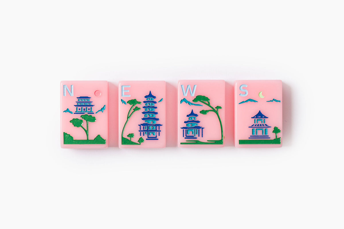 Pink Riviera pink resort-inspired acrylic American mahjong tile set additional product view