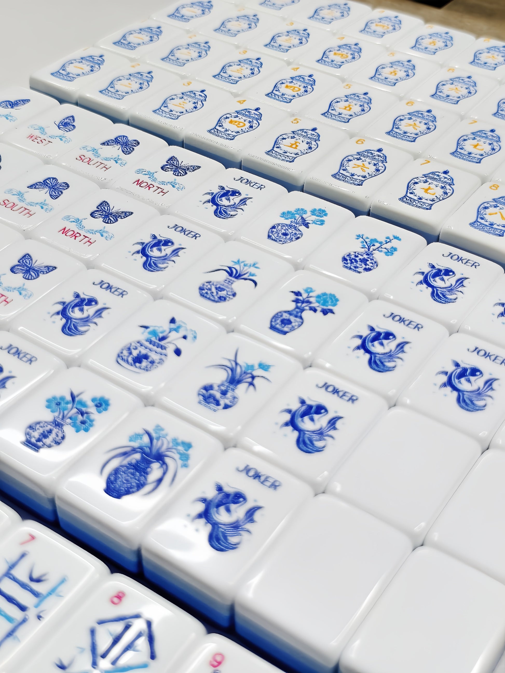 Porcelain Coast blue-and-white porcelain acrylic American mahjong tile set full set arrangement