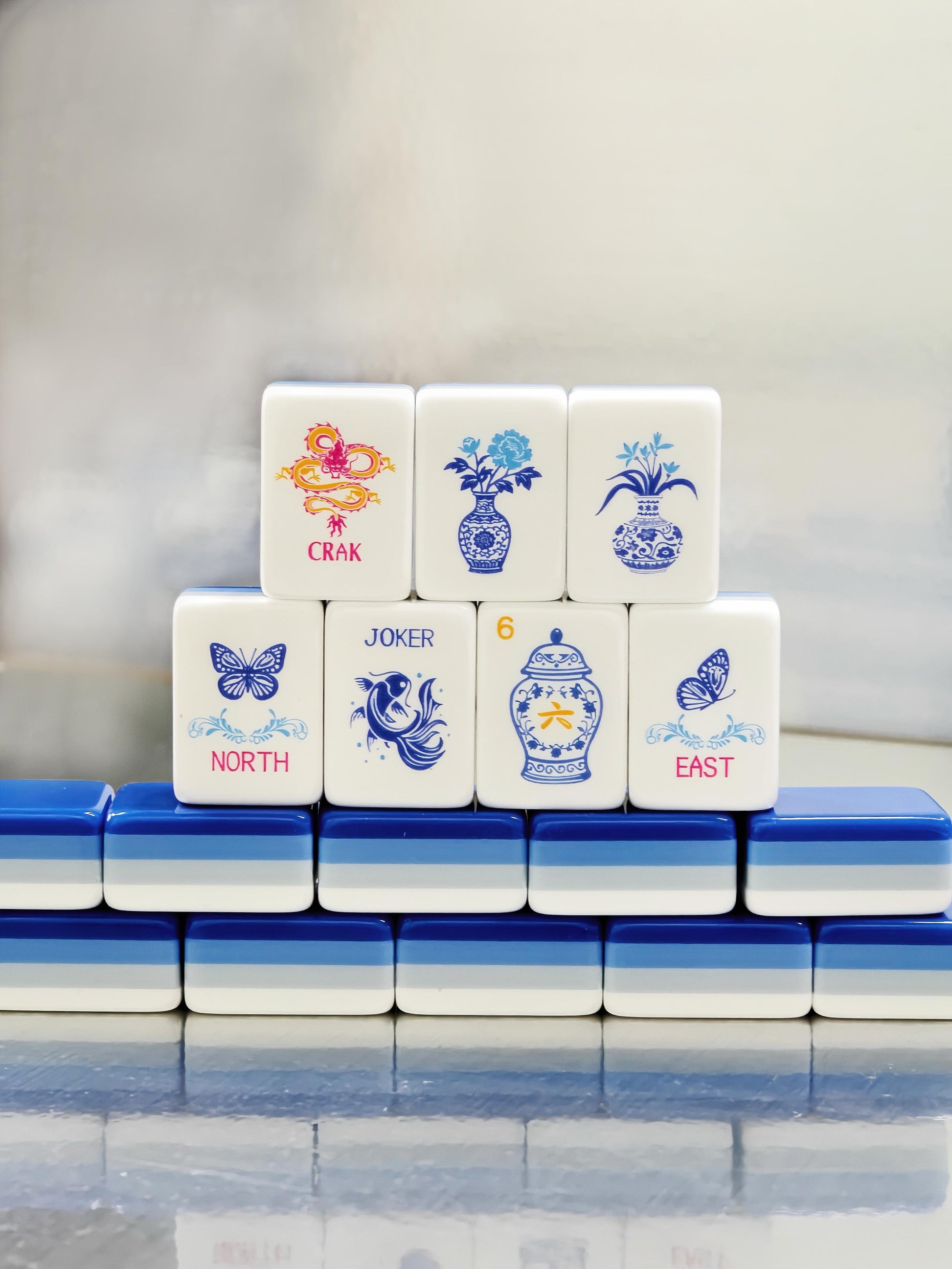 Porcelain Coast blue-and-white porcelain acrylic American mahjong tile set additional product view