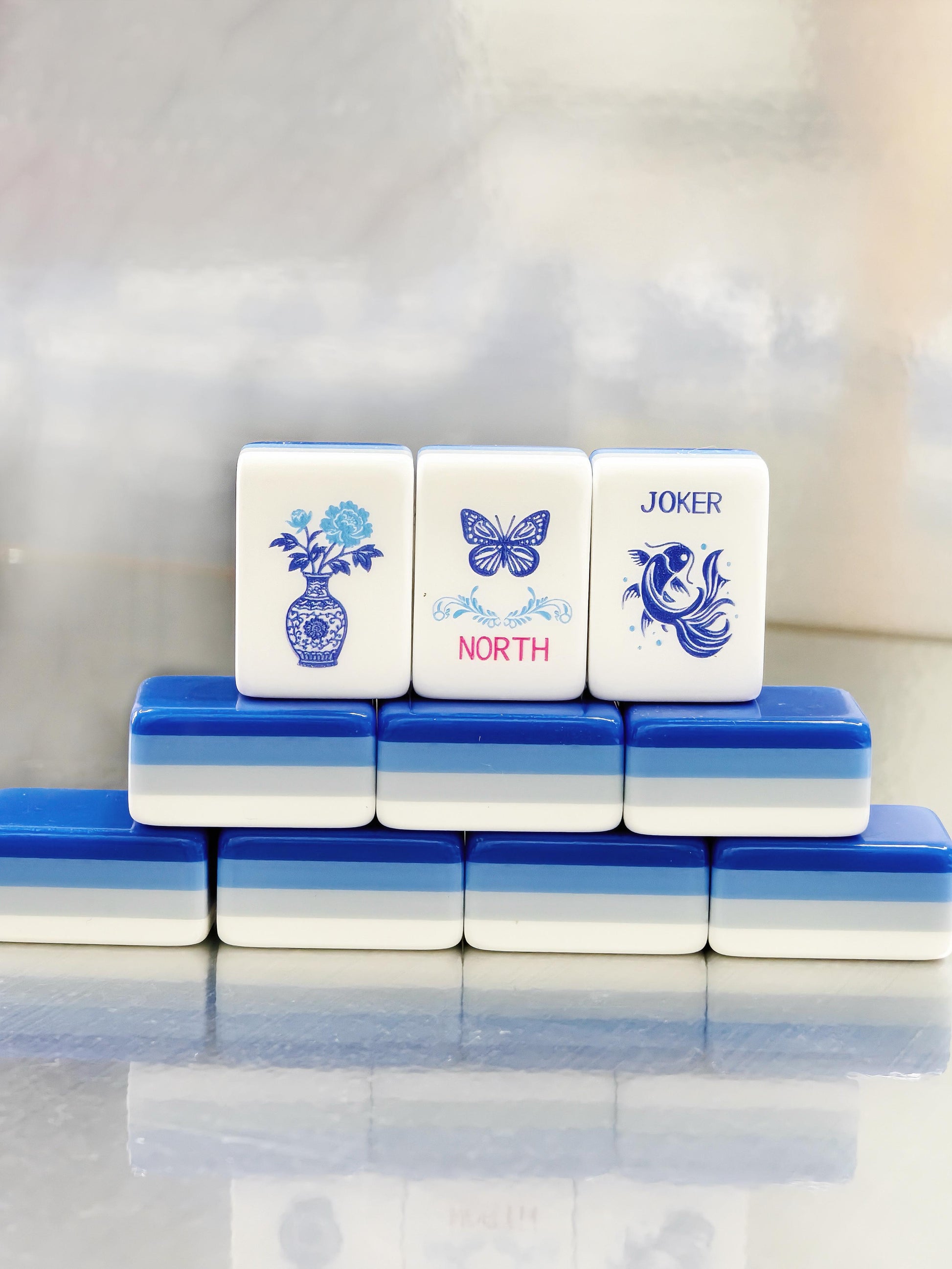Porcelain Coast blue-and-white porcelain acrylic American mahjong tile set additional product view