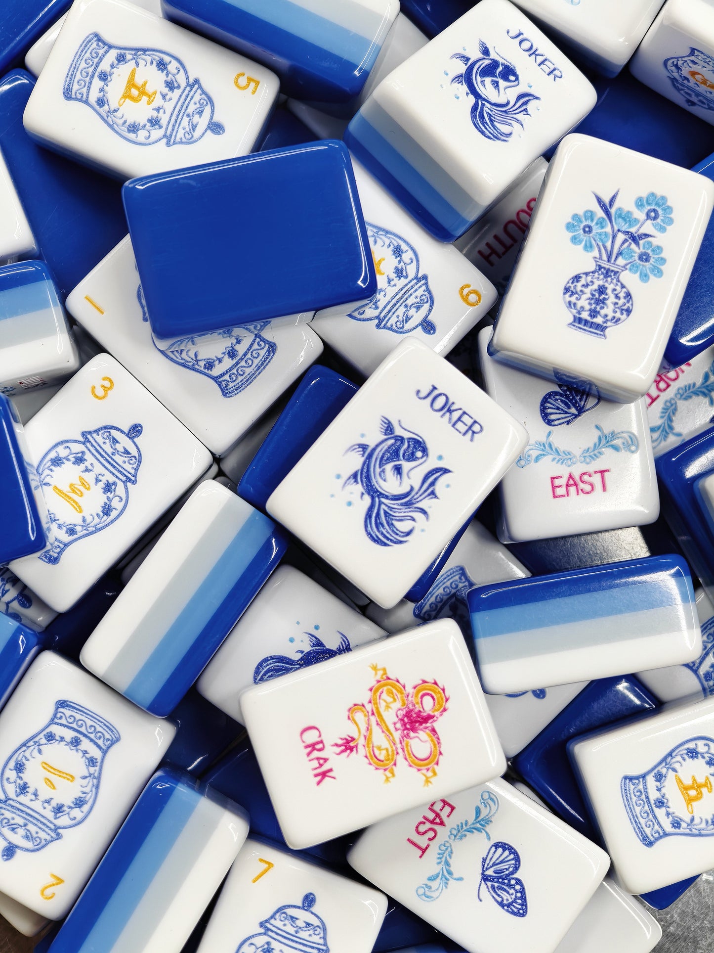 Porcelain Coast blue-and-white porcelain acrylic American mahjong tile set additional product view